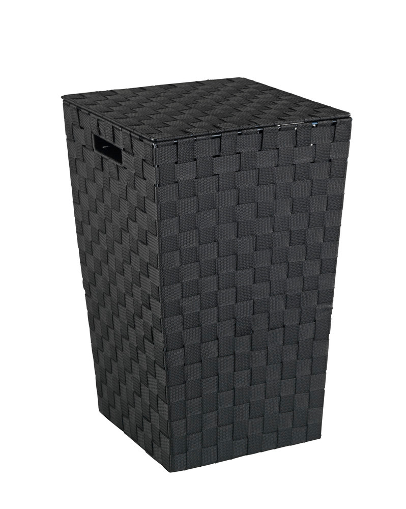 Panier à linge Adria, panier à linge plastique noir, design carré  corbeille à linge, 48 l