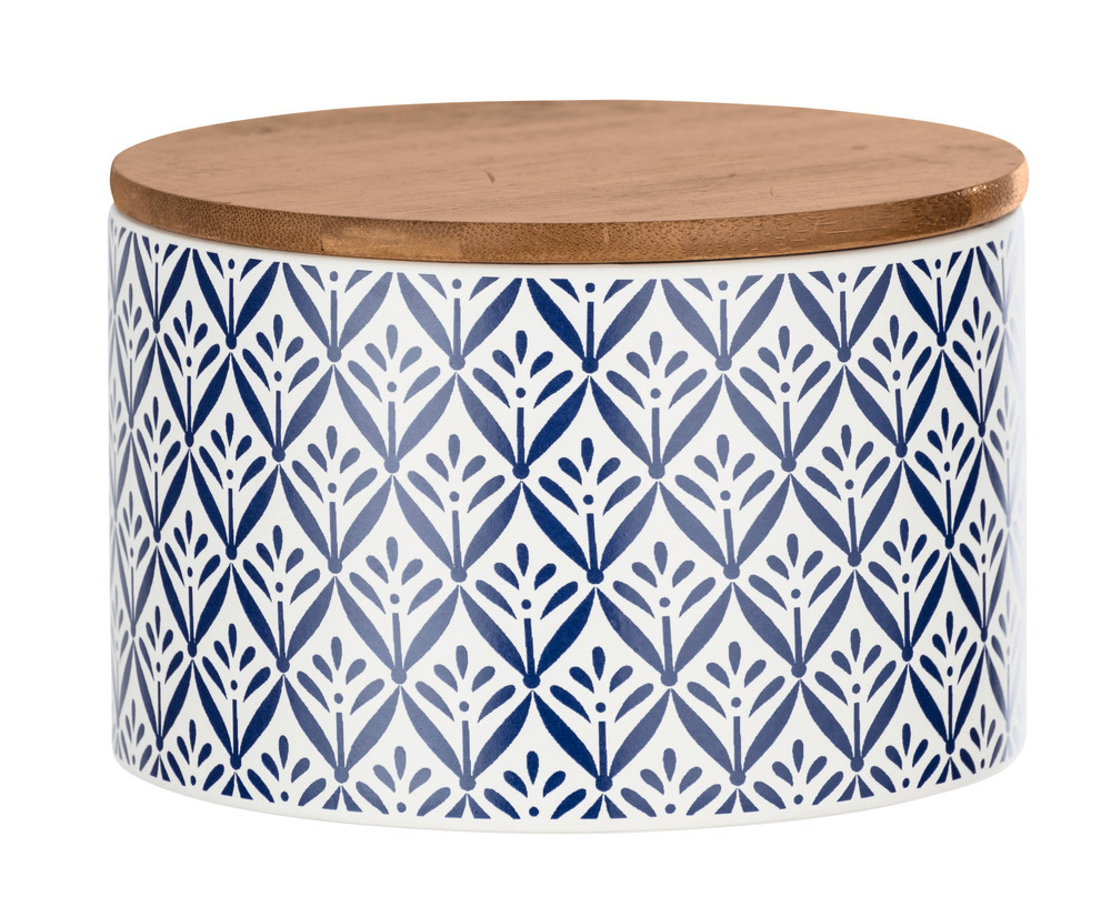 Boîte de rangement Lorca 0,75 l  Boîte en céramique au motif d'ornement méditerranéen bleu et blanc