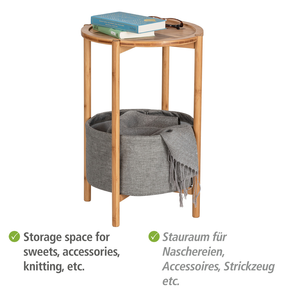 Table d'appoint scandinave avec bac rangement tissu, Table de nuit dans une chambre, bout de canapé et tabouret pour plantes,   Table dappoint scandinave avec bac rangement tissu,Table de nuit dans une chambre, bout de canapé