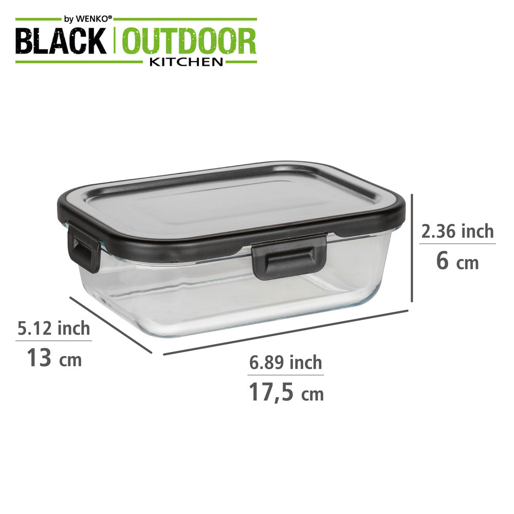 Boîte de rangement cuisine en verre Steel 0,6 litres  Couvercle en inox