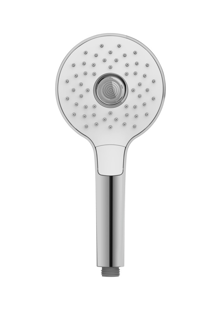 Pommeau de douche 3 jets, ø12 cm, finition chromée et blanc, embout universel 1/2", powerboost  ø12 cm