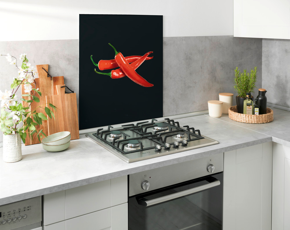 Fond de hotte, crédence cuisine verre "Hot Peperoni", 60x70 cm  Protection contre les éclaboussures pour la cuisinière ou l'évier