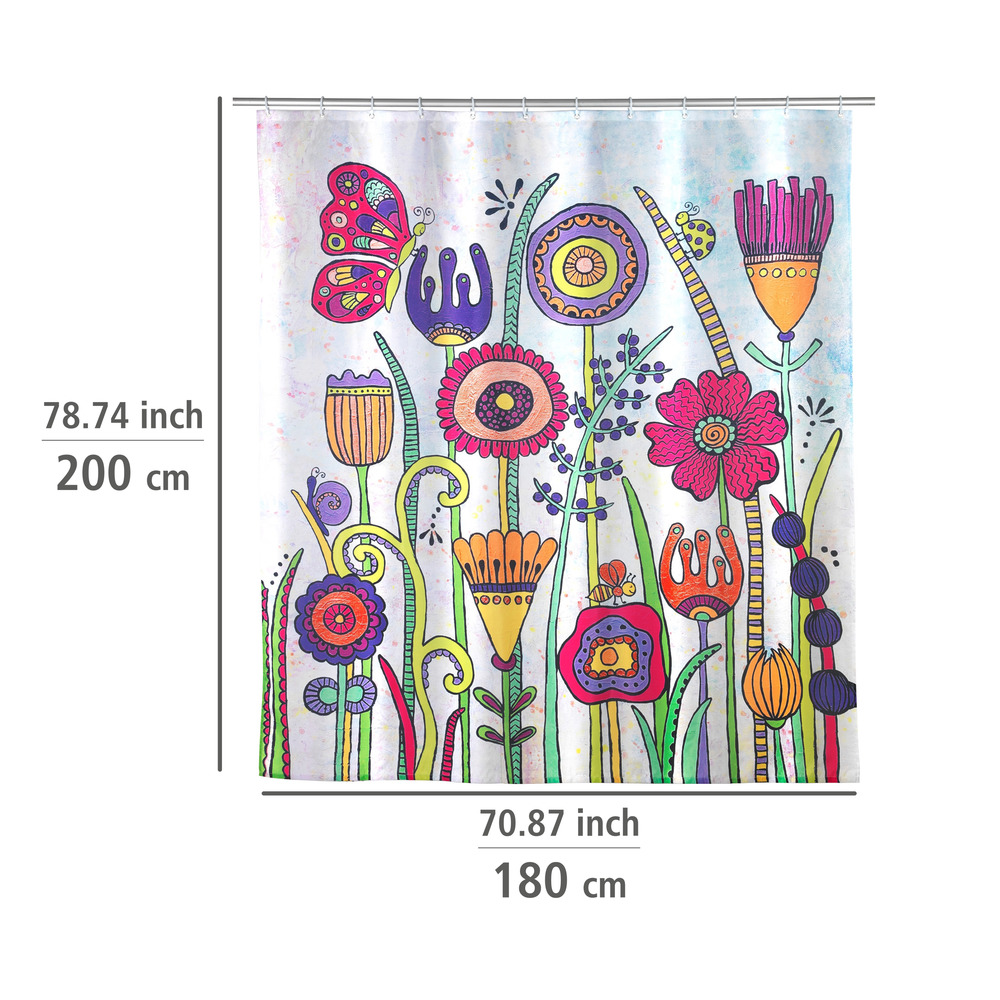 Rideau de douche Full Bloom  Polyester, 180 x 200 cm, lavable