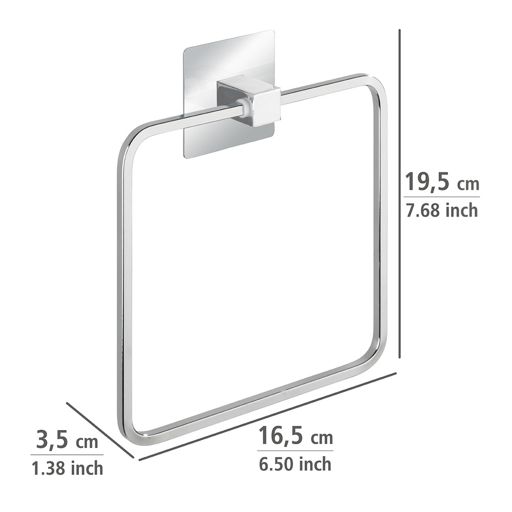 Turbo-Loc® anneau porte-serviettes Quadro  acier inox, fixer sans percer