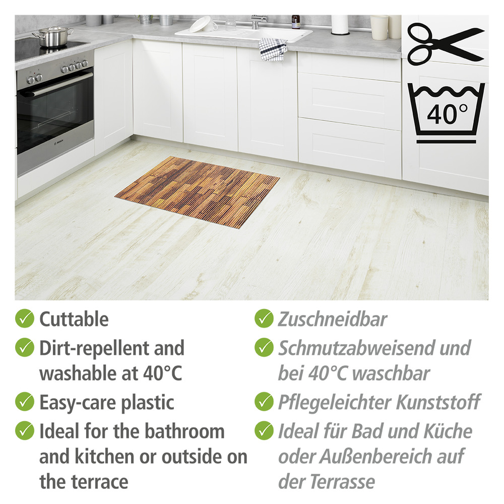 Tapis de bain en mousse, effet Parquet bois, 50x80 cm, Lambris  plastique antidérapant