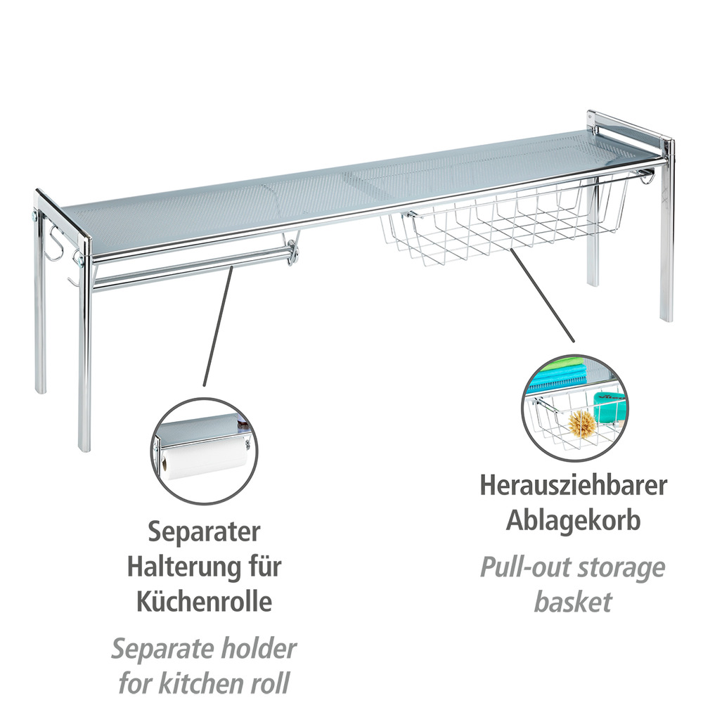 Etagère d'évier Exquisit  avec panier de rangement extractible