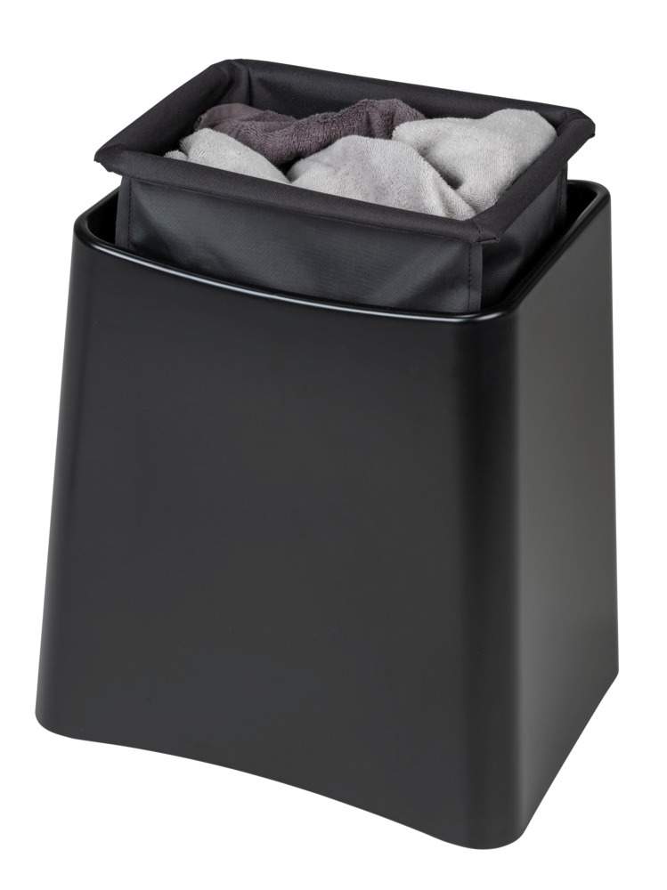 tabouret de douche Wing, noir mat  Tabouret de bain avec sac à linge retirable