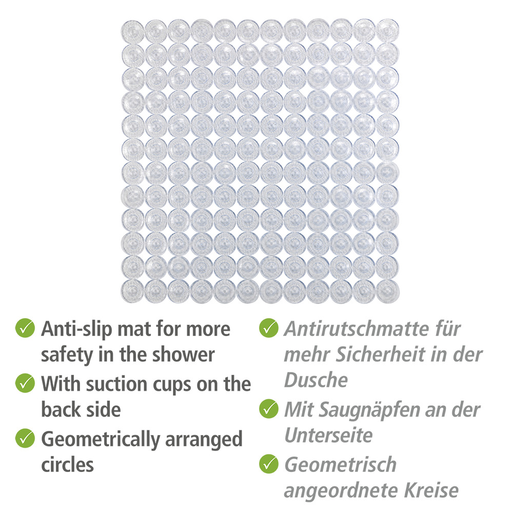 Tapis de douche antidérapant, 54x54 cm, Belem transparent  antidérapant