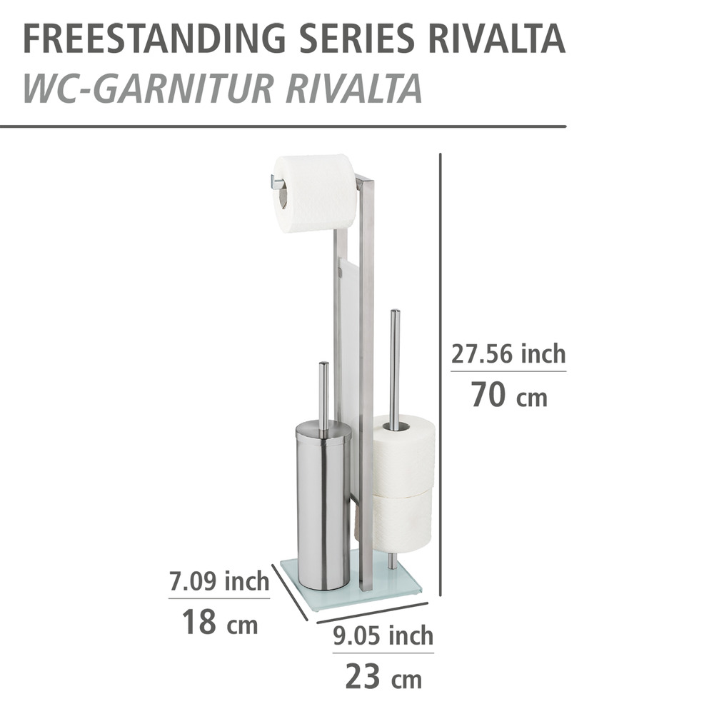 Combiné WC Rivalta argent  Avec distributeur de papier toilette et support pour rouleaux de rechange