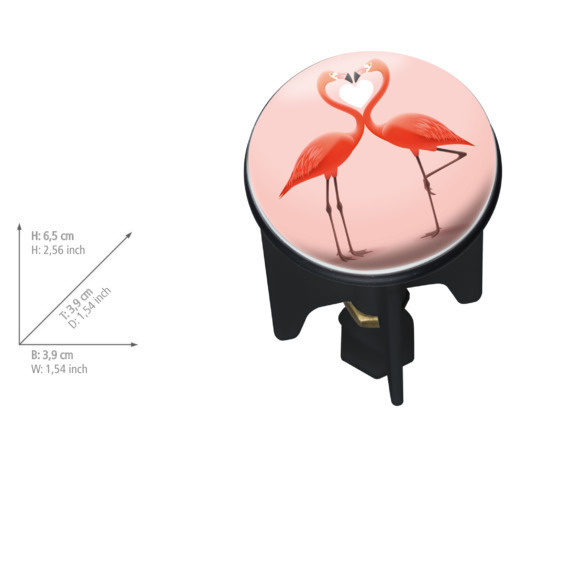 Bouchon d'évier Pluggy® Flamingo Love  pour tous les écoulements courants dans le commerce