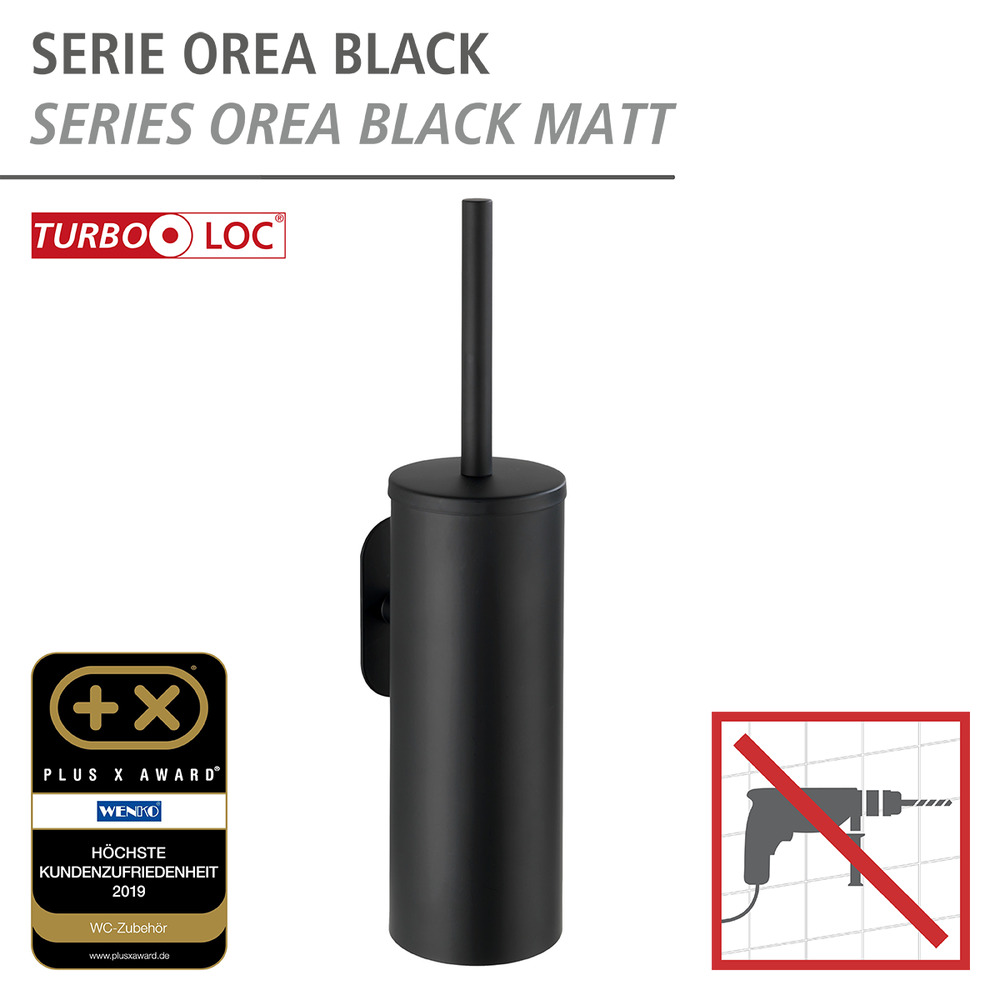 Turbo-Loc® Brosse WC Orea Black mat  fixer sans percer