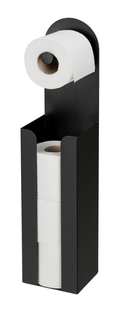 Distributeur de papier toilette 2 en 1 Agira Noir  avec porte-rouleau de rechange