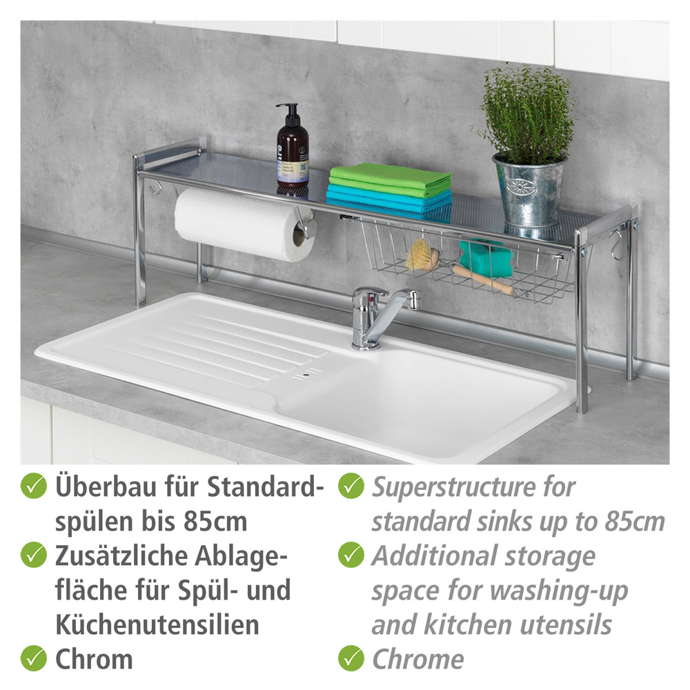 Etagère d'évier Exquisit  avec panier de rangement extractible