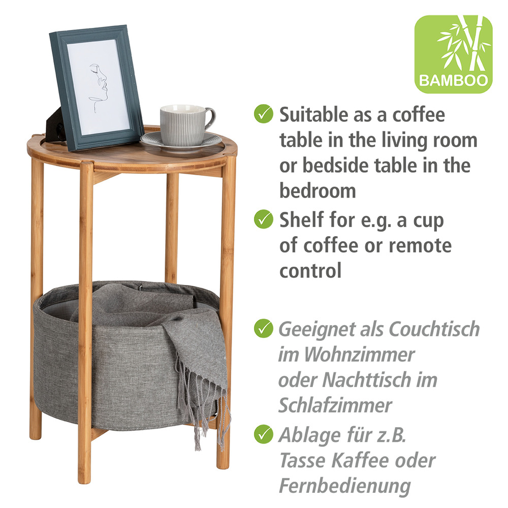 Table d'appoint scandinave avec bac rangement tissu, Table de nuit dans une chambre, bout de canapé et tabouret pour plantes,   Table dappoint scandinave avec bac rangement tissu,Table de nuit dans une chambre, bout de canapé