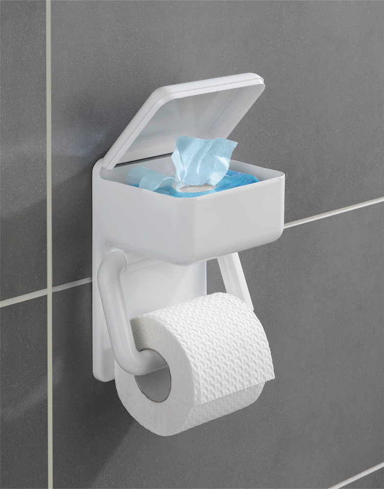 Porte-rouleau WC 2en1  avec rangement pour lingettes humides