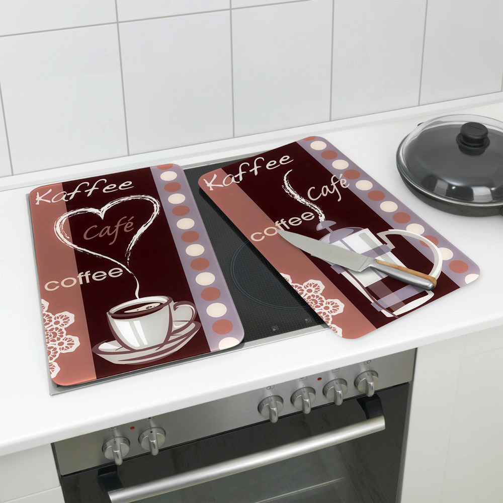 Protection plaque de cuisson en verre "café", lot de 2  pour tous les types de feux