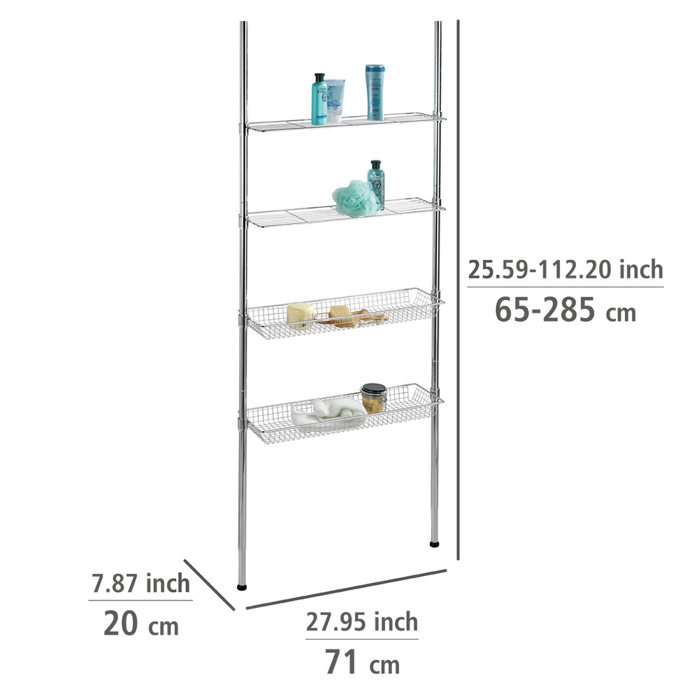 Étagère télescopique Ellera  extensible, 2 tablettes, 2 corbeilles