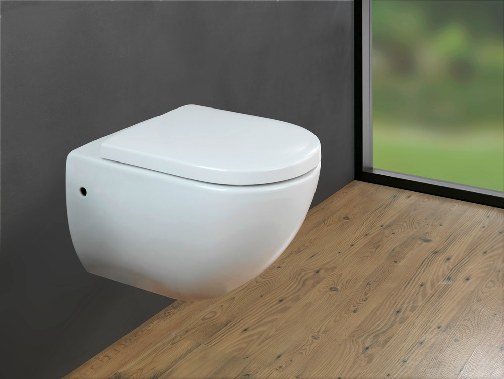 Abattant WC avec frein de chute Exclusive Nr. 1, convient pour Villeroy & Boch Subway, fixation inox, duroplastique,  37,5 x 46 cm, blanc  Duroplast antibactérien, avec frein de chute