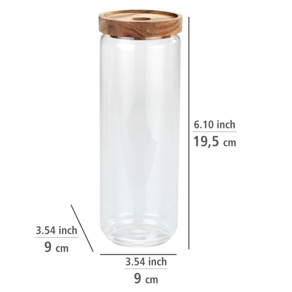 Boîte de conservation alimentaire Vido 1,0 litres  Boîte en verre avec couvercle en bois d'acacia