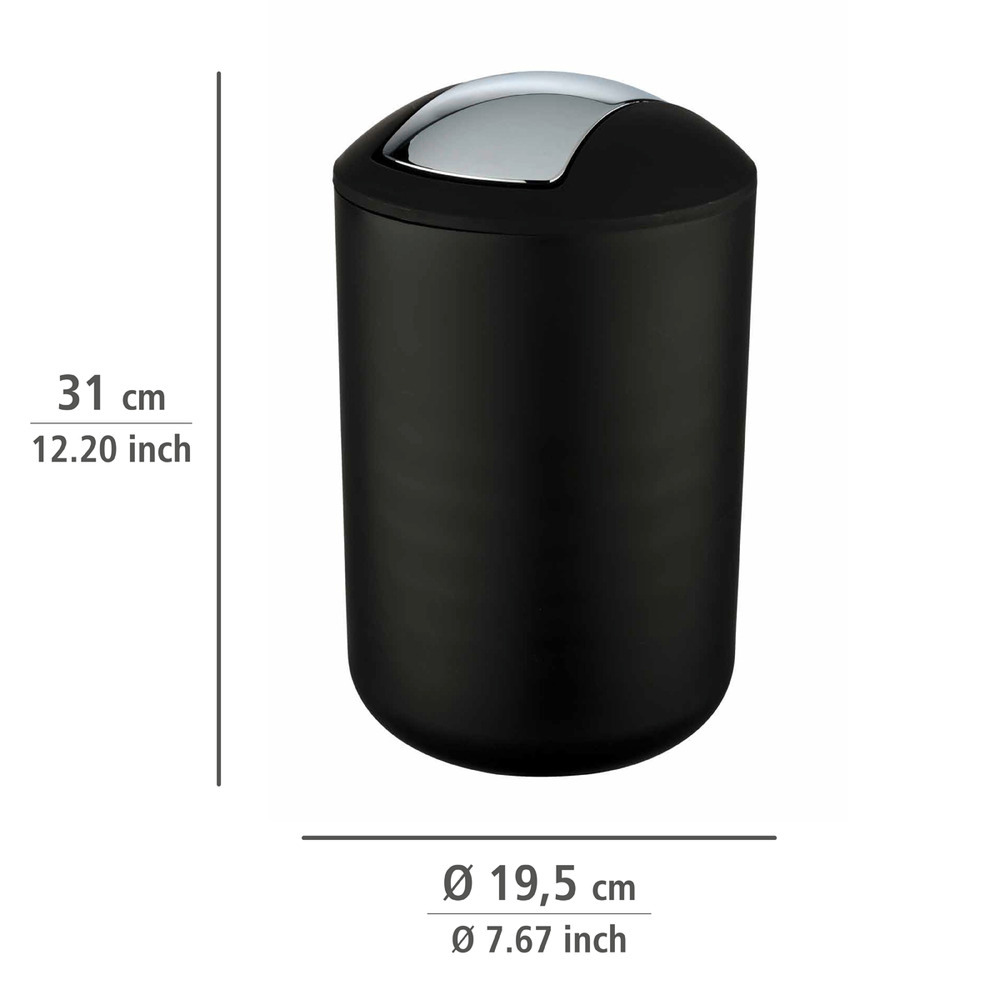 Poubelle à couvercle oscillant Brasil L noir  6,5 l