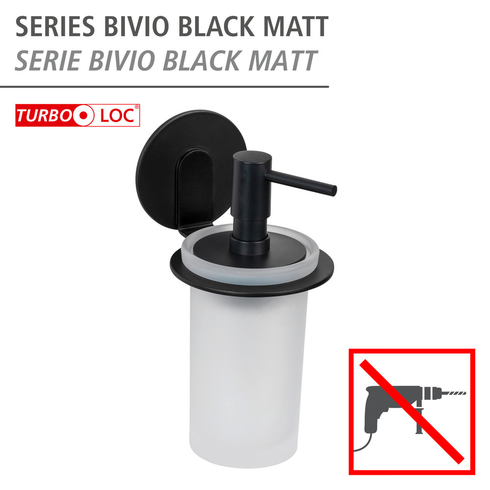 Distributeur de savon Turbo-Loc® Bivio Noir mat  en verre satiné