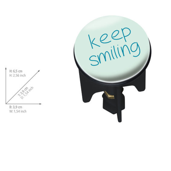 Bouchon d'évier Pluggy® Keep Smiling  pour tous les écoulements courants dans le commerce