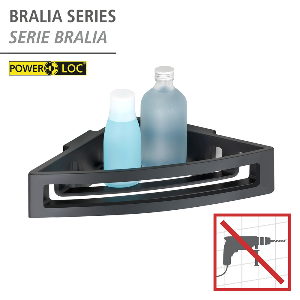 Power-Loc® étagère d'angle Bralia noir  fixer sans percer