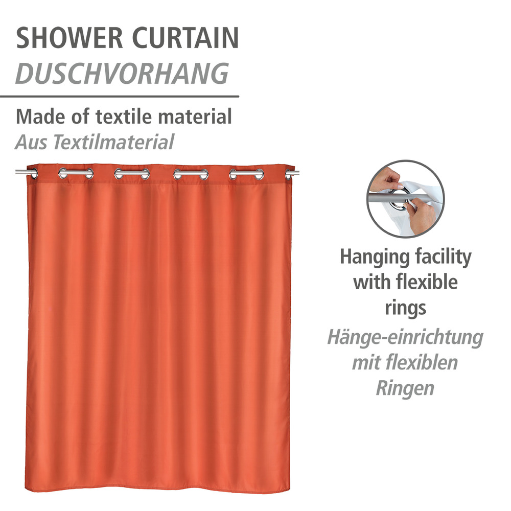 Rideau de douche, waterproof, rideau de douche 180x200 cm, Comfort flex terracotta  Textile (Polyester), 180 x 200 cm, lavable