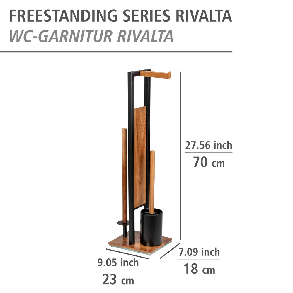 Combiné WC Rivalta Acacia  en acier laqué noir et en bois d'acacia certifié FSC®