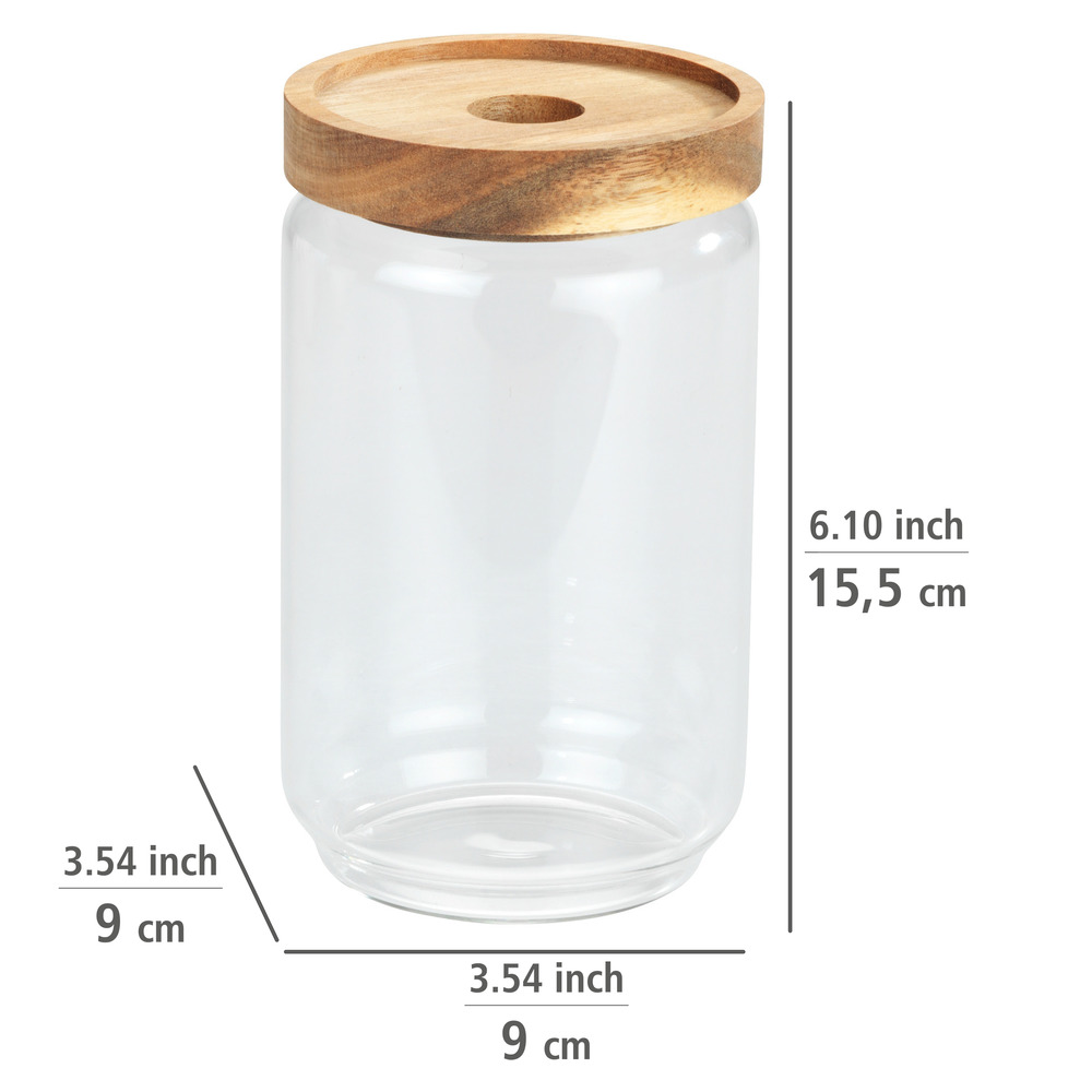 Boîte de conservation alimentaire Vido 0,7 litres  Boîte en verre avec couvercle en bois d'acacia