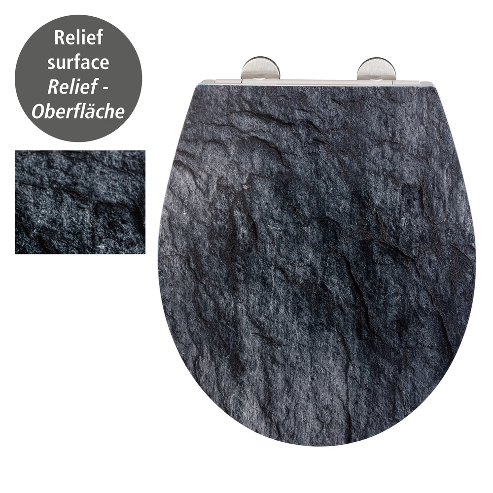 Abattant Slate Rock, Easy-Close, Fix-Clip, Duroplast   en plastique thermodurcissable antibactérien