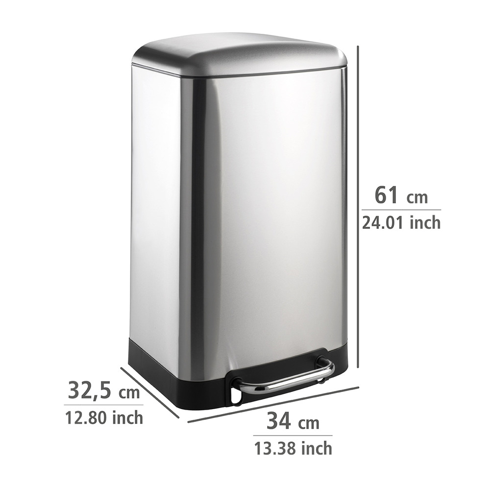 Poubelle à pédale Studio acier inox Easy-Close  30 l, abaissement automatique