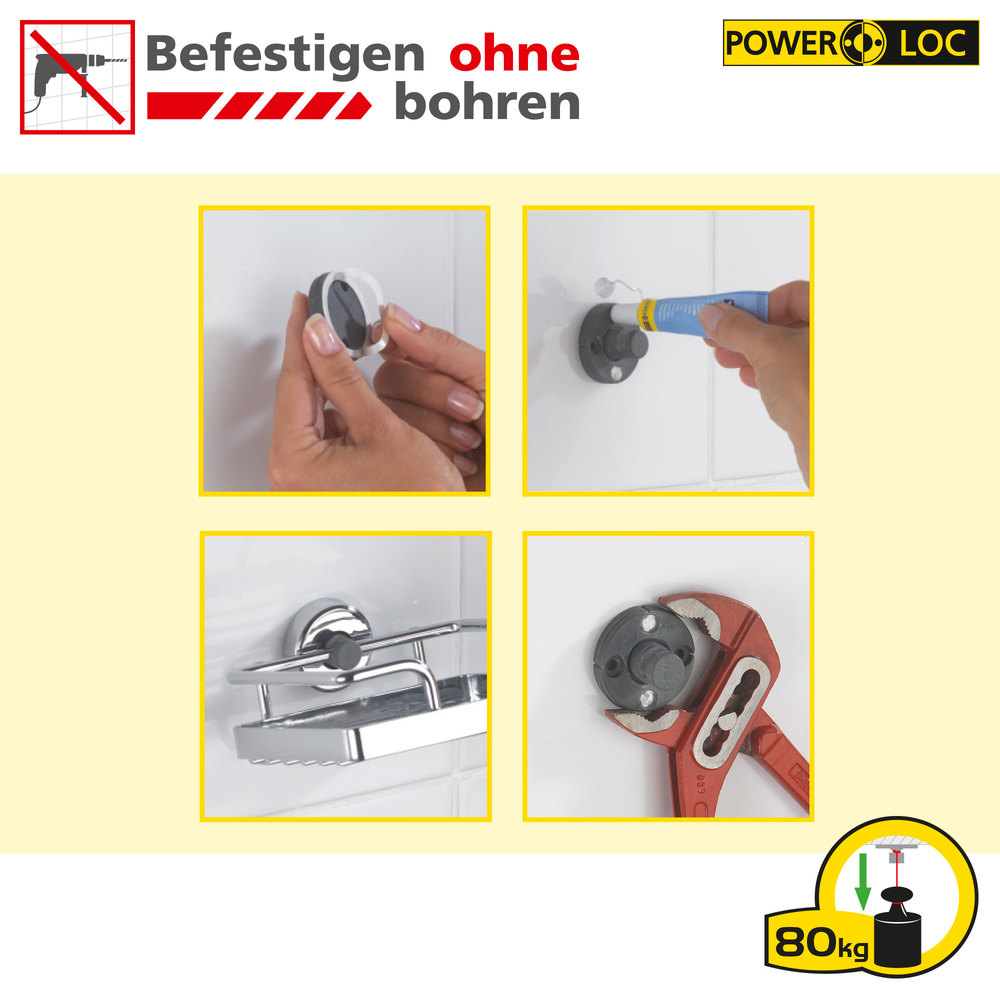 Power-Loc® anneau porte-serviettes Laceno  acier inox, fixer sans percer