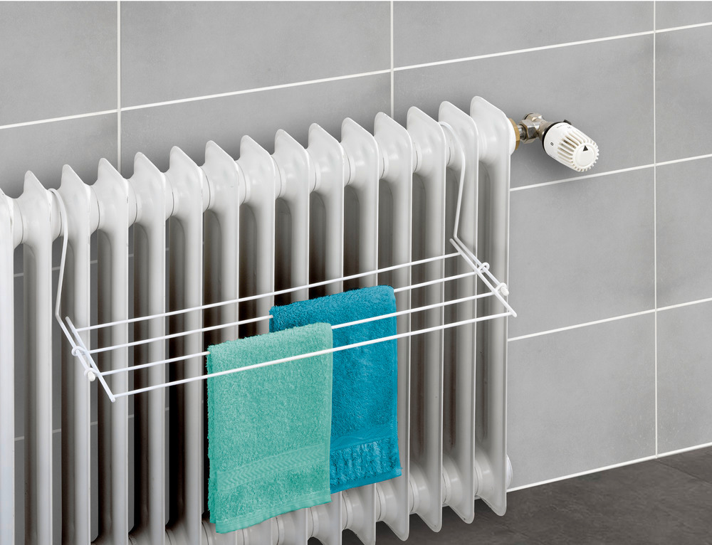 Etendoir linge pour radiateur, séchoir radiateur, acier blanc, 59x16 cm  espace de séchage supplémentaire dans le ménage