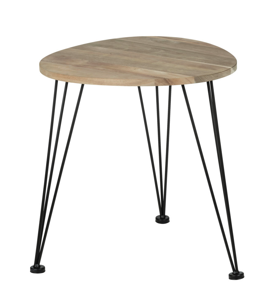 Table de chevet bois, Bout de canapé bois, Acina bois FSC et pied métal noir, 44 x 43 x 44 cm     Table basse, table de chevet, certifiée FSC®.