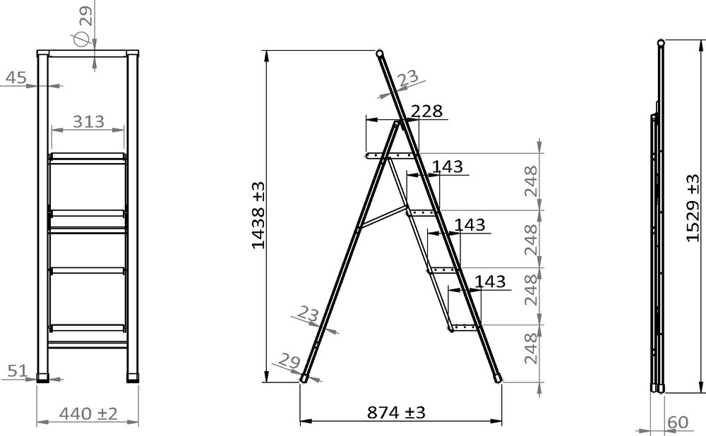 Escabeau 4 marches pliant design en aluminium  4 marches