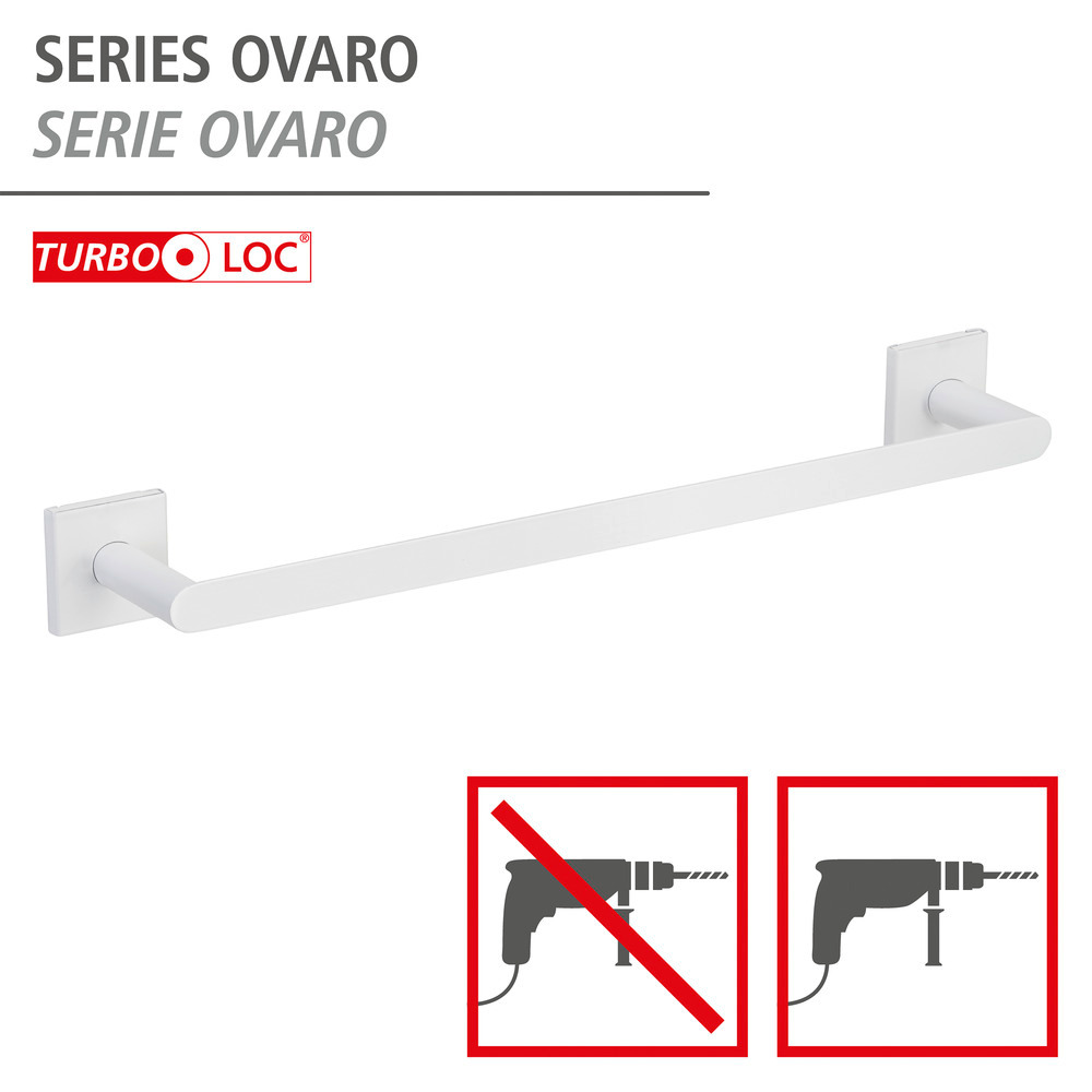 Barre porte-serviettes Turbo-Loc® Ovaro Blanc mat  en acier inoxydable