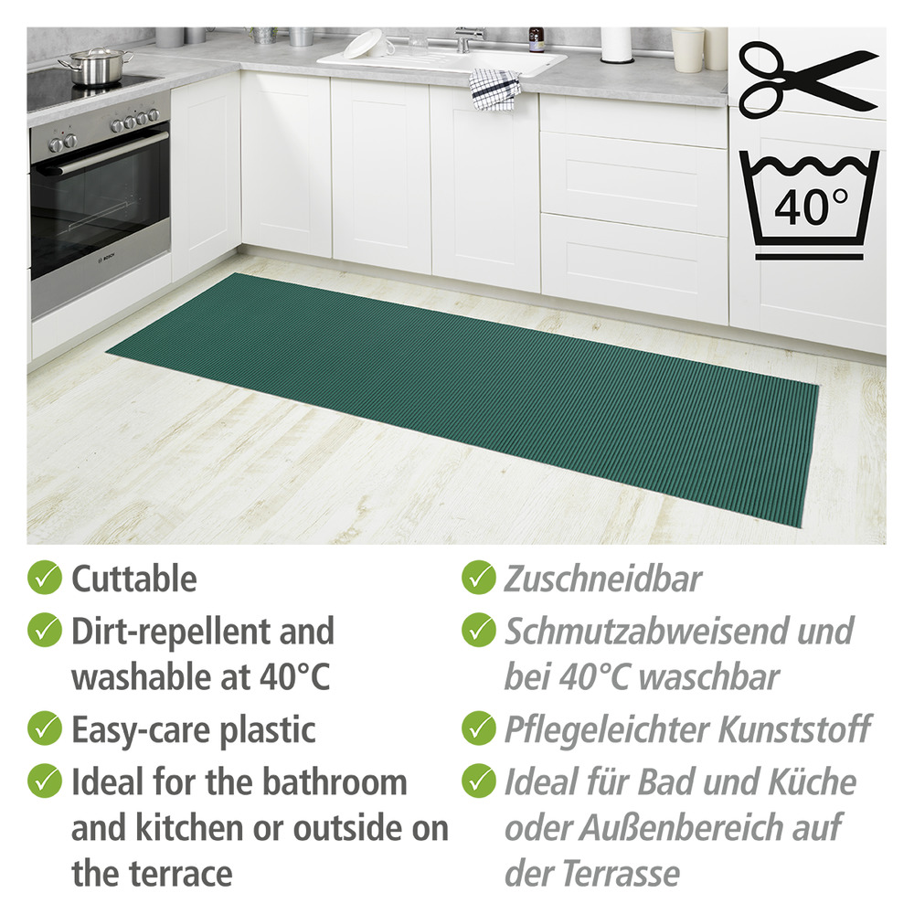 Tapis de bain en mousse souple, 65x200 cm, Uni vert petrol  usage dans toute la maison, antidérapant