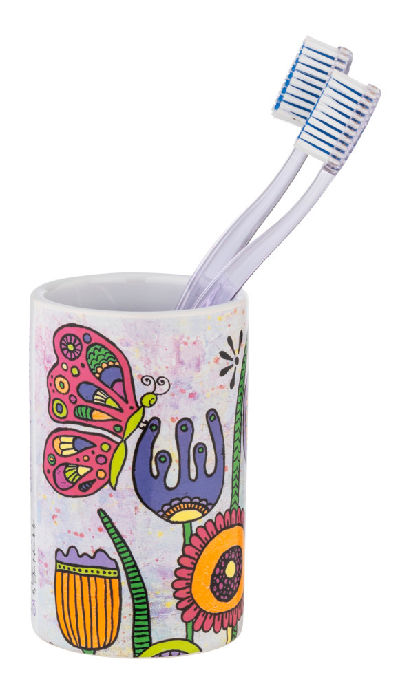 Gobelet pour brosse à dents Full Bloom  Motif vie prairie fleurie coloré