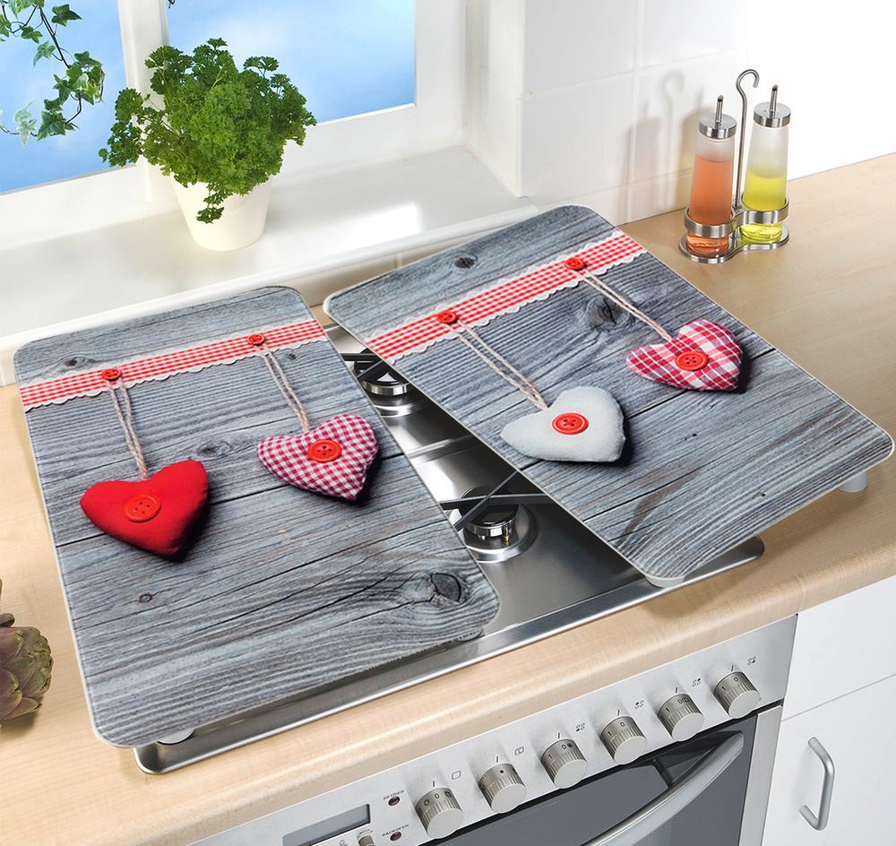 Plaque de Protection en Verre "Coeur"   pour tous les types de cuisinières