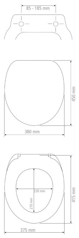 Abattant Pugy  duroplast antibactérien, abaissement automatique