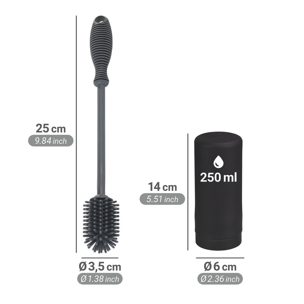 Brosse à vaisselle en silicone Mod. Sia et distributeur de produit vaisselle Mod. Easy-Squeez-e  Distributeur en silicone anti-fuite