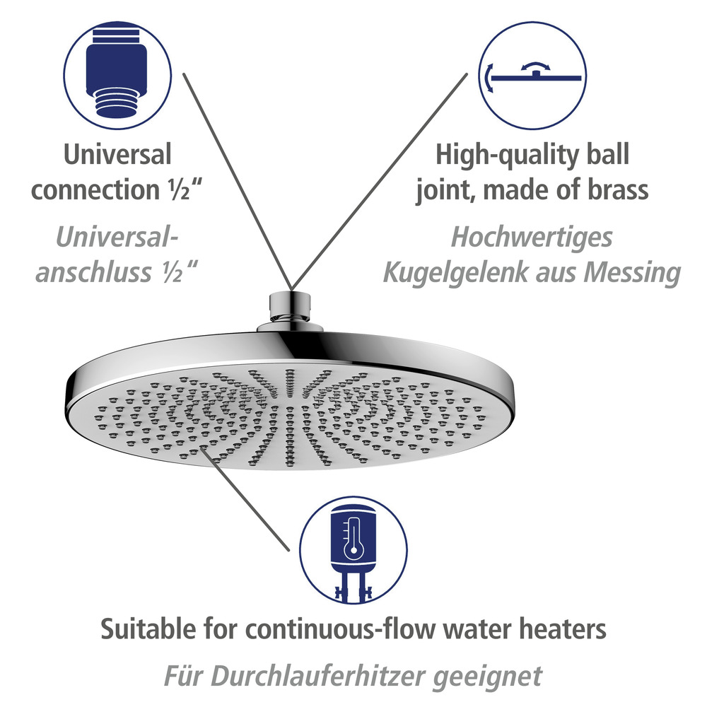 Pommeau de douche  Ultimate Shower Blanc/Chromé  diamètre 25 cm