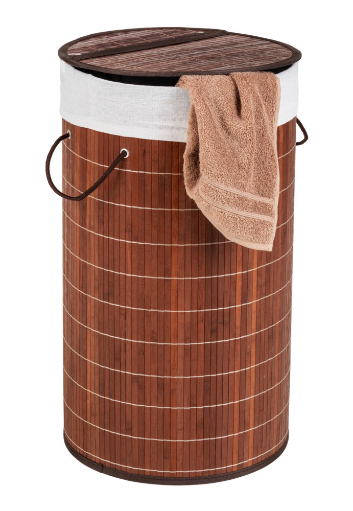 Panier à linge Bambou Marron foncé  corbeille à linge, 55 l