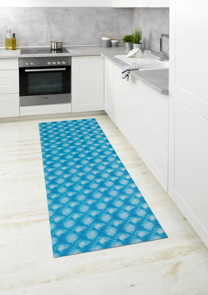 Tapis de bain en mousse, 65x200 cm, Flow Bleu  