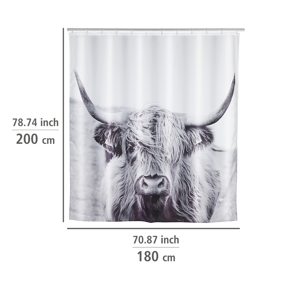 Rideau de douche original, waterproof,  rideau de douche 180x200 cm, Yak, polyester  Textile (Polyester), 180 x 200 cm, lavable