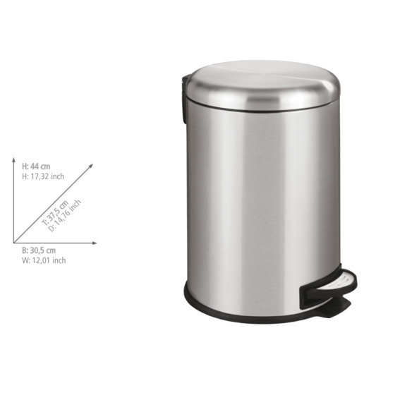 Poubelle cosmétique à pédale Leman Easy Close acier inox  20 l