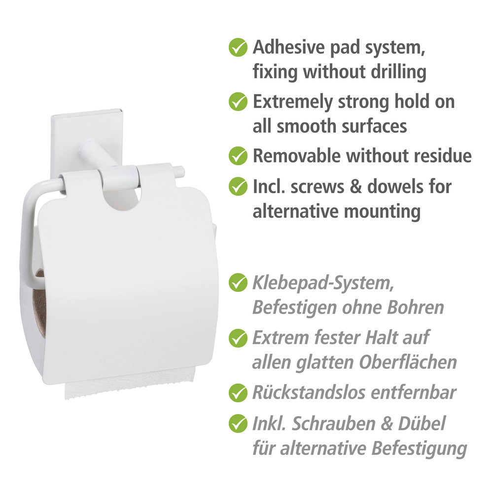 Distributeur de papier toilette Turbo-Loc® Ovaro Blanc mat  Acier inoxydable, avec couvercle