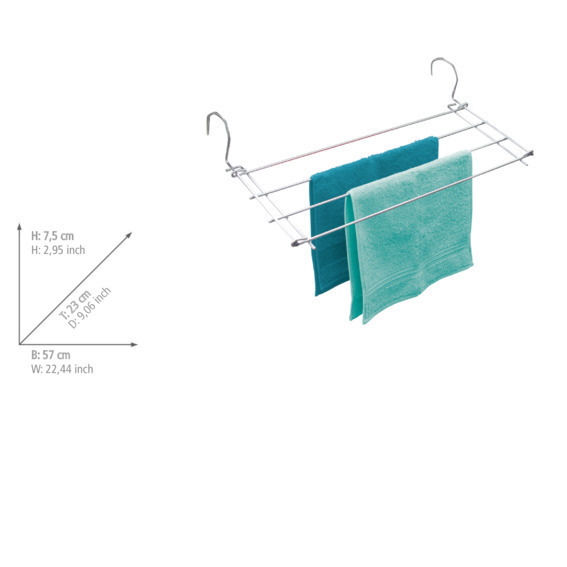 Etendoir linge pour radiateur, séchoir radiateur, chromé, 59x8,5x23 cm  espace de séchage supplémentaire dans le ménage