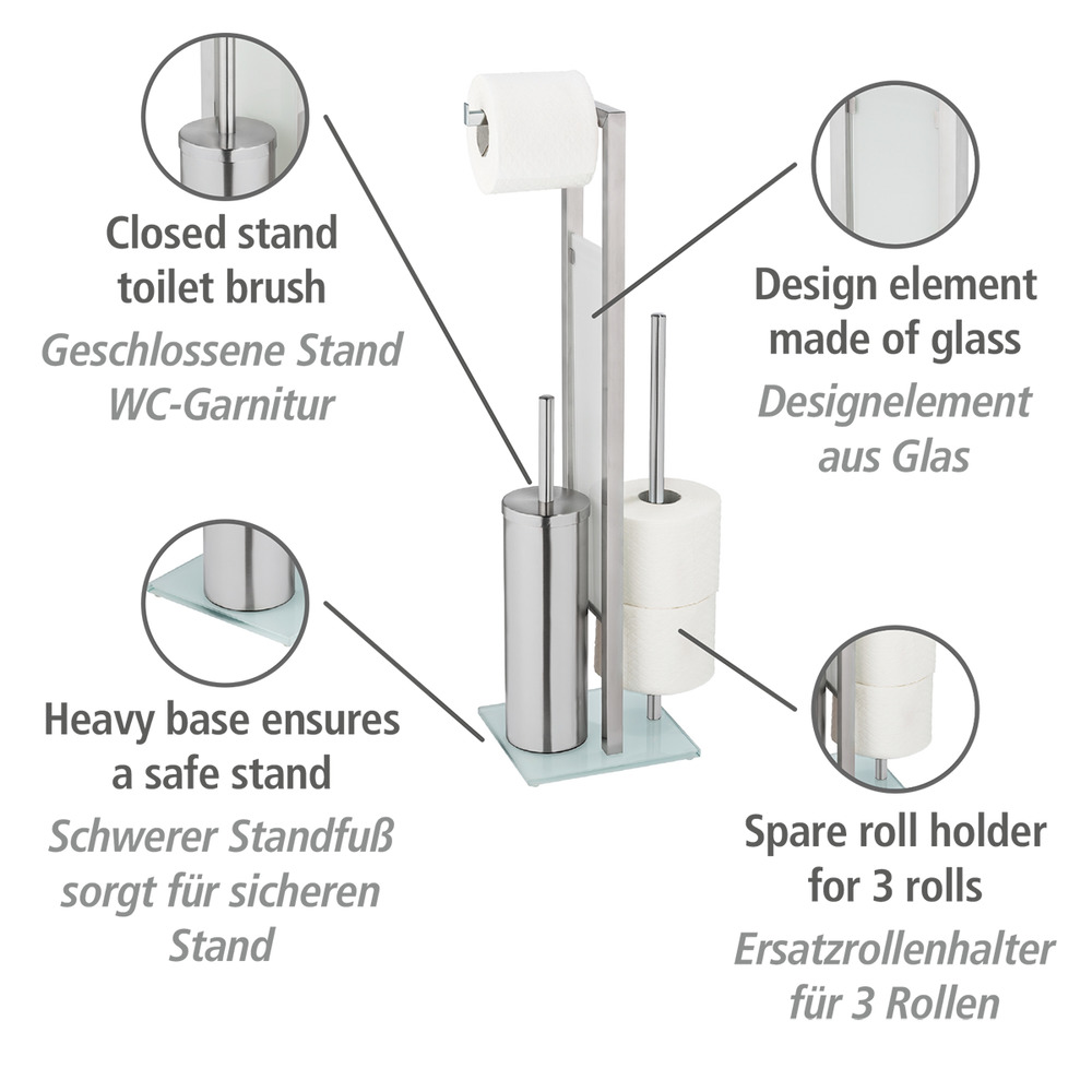 Combiné WC Rivalta argent  Avec distributeur de papier toilette et support pour rouleaux de rechange